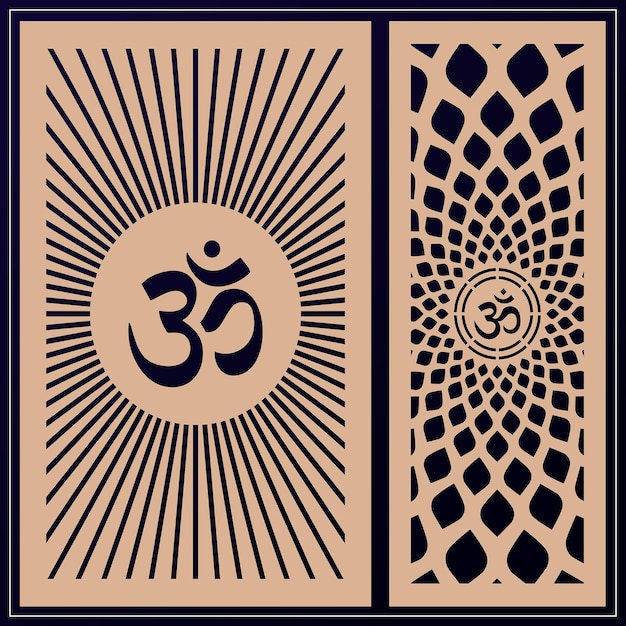 Diseño Om Jali utilizado para templos Mandir Om acrílico jali corian jali y mdf jali