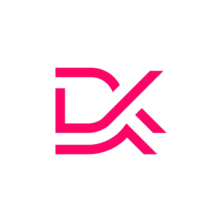 Diseño y onda del logotipo de la letra DX.