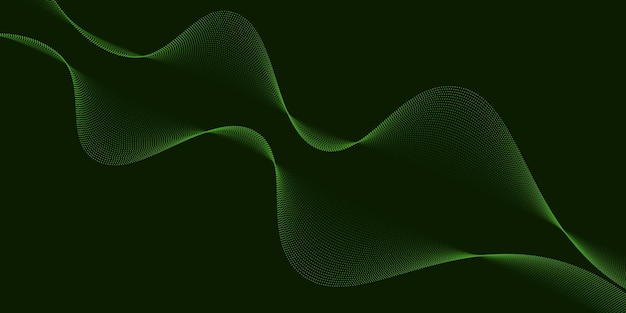 Diseño de onda de partículas verde esmeralda con líneas fluidas y detalles texturizados