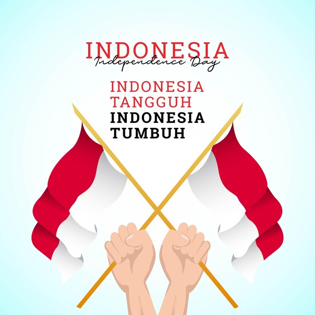 Diseño ondulado de la bandera de indonesia para el día de la independencia plantilla de banners del día de la independencia de indonesia