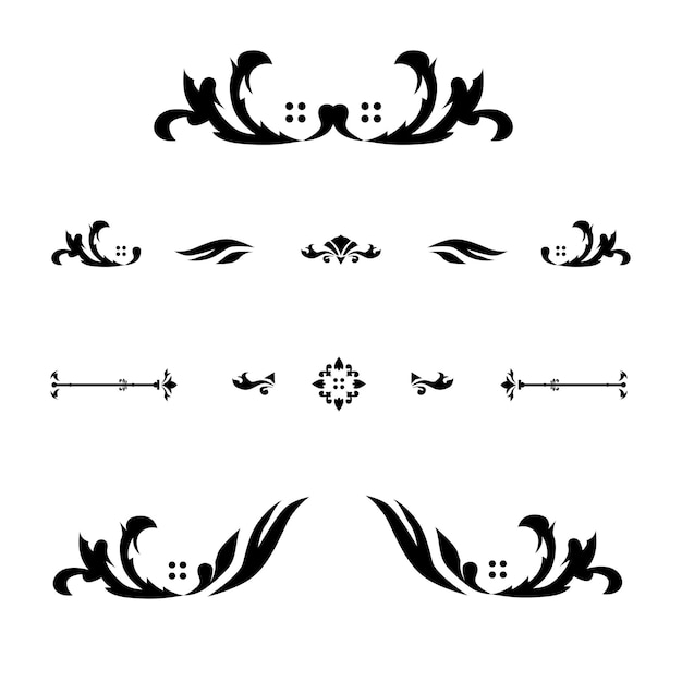 Vector diseño ornamental bordes y esquinas de encaje conjunto vectorial art déco ornamentos florales elementos