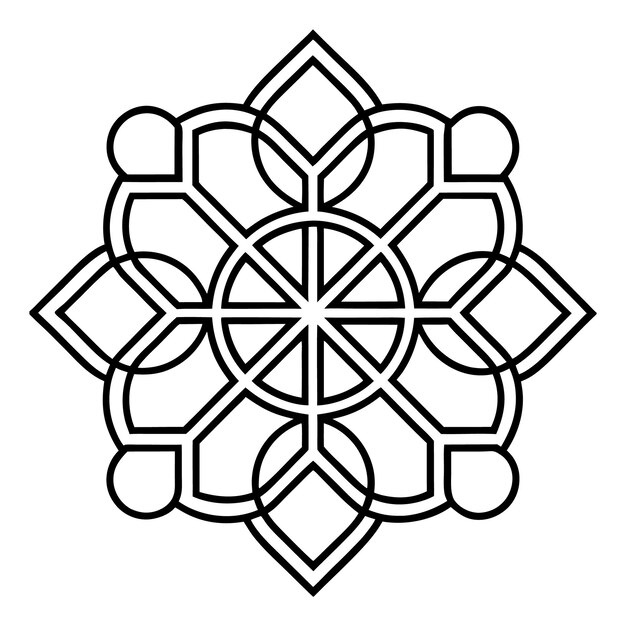 Un diseño ornamental geométrico con cuadrados y círculos entrelazados crea un patrón equilibrado