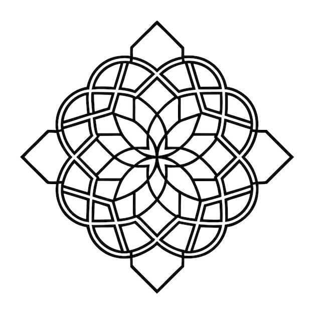 Un diseño ornamental geométrico con cuadrados y círculos entrelazados crea un patrón equilibrado