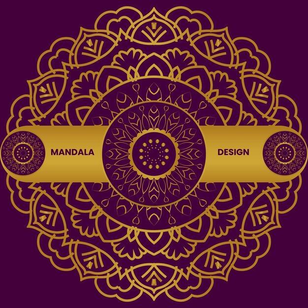 Diseño ornamental de lujo vectorial con fondo de mandala dorado.