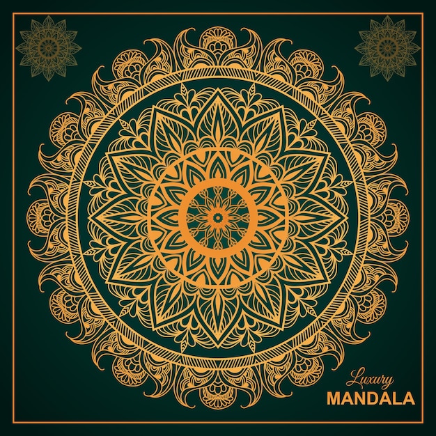 Diseño ornamental de mandala de lujo en diseño de fondo de color dorado