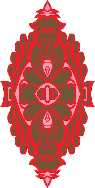 Un diseño ornamental con un motivo circular que muestra una sorprendente combinación de colores rojo y verde