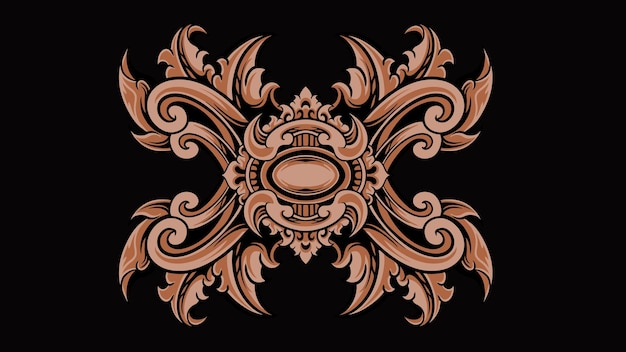 Diseño de ornamento clásico grabado vectorial para elementos, color editable