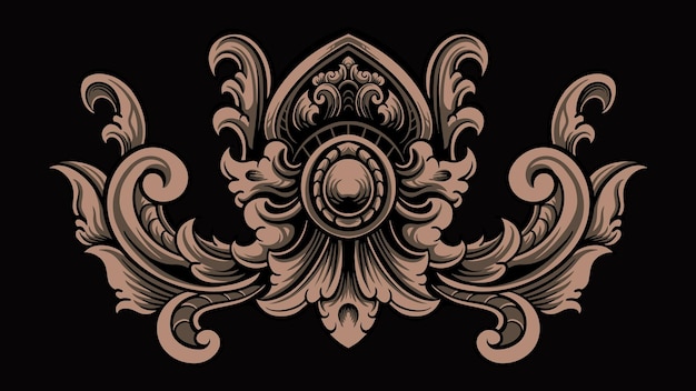 Diseño de ornamento clásico grabado vectorial para elementos, color editable