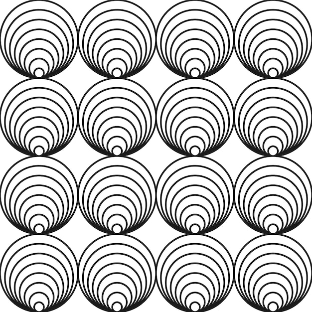 Diseño de ornamento de remolino de patrón de círculo transparente monocromo Fondo de repetición minimalista geométrico