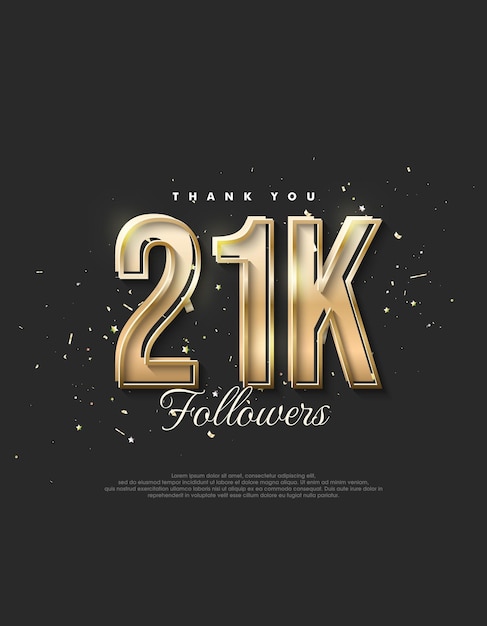 Diseño de oro de lujo que dice 21k seguidores.