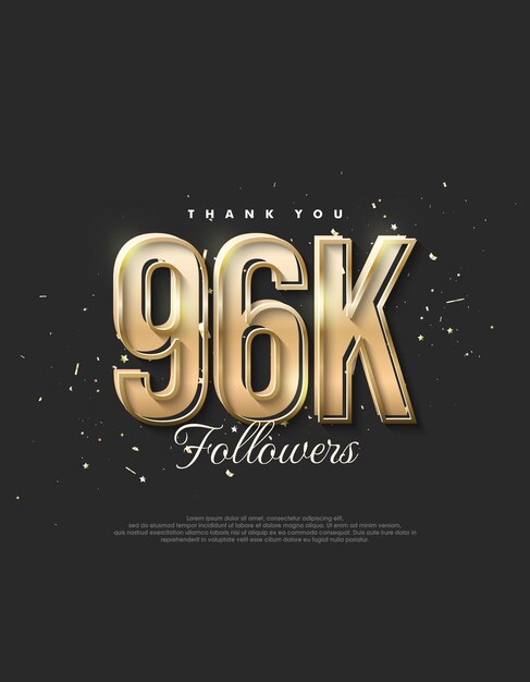 Diseño de oro de lujo que dice 96k seguidores