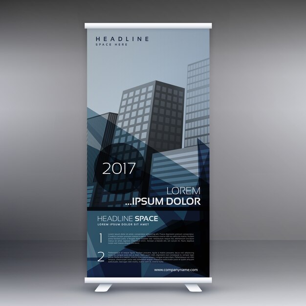 Diseño oscuro de banner roll up