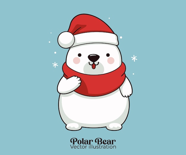 Diseño de oso polar con gorro de Papá Noel vector de Navidad