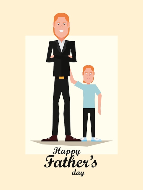 Diseño de padres feliz día con padre de dibujos animados con su hijo