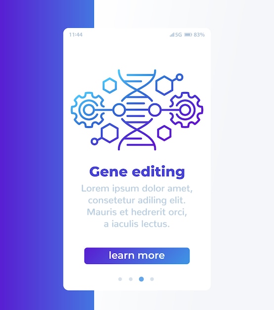 Diseño de página de aplicación móvil de edición de genes