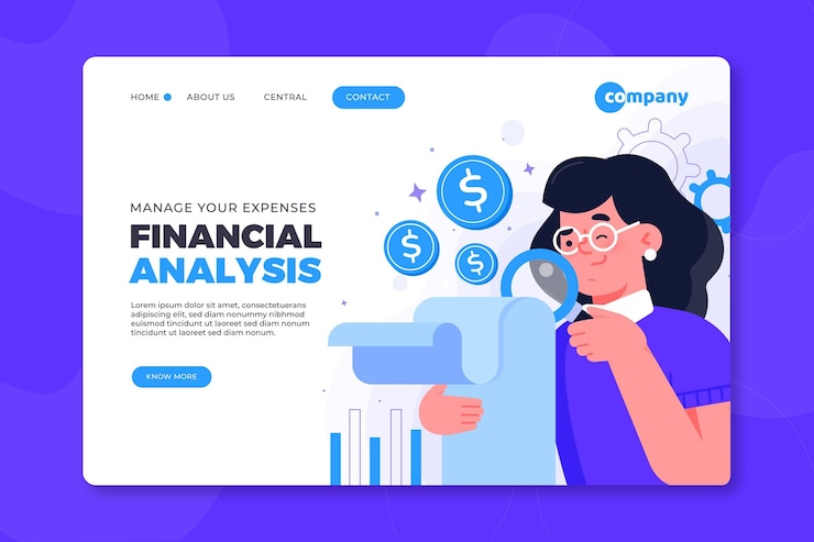 Vector diseño de página de aterrizaje de análisis financiero