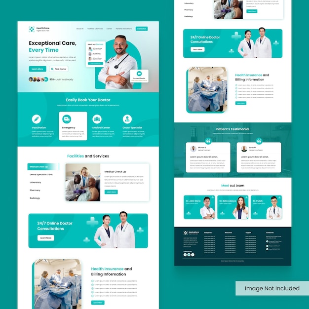 Diseño de la página de aterrizaje de atención médica profesional