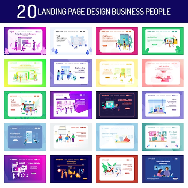 Vector diseño de página de aterrizaje gente de negocios y trabajadores