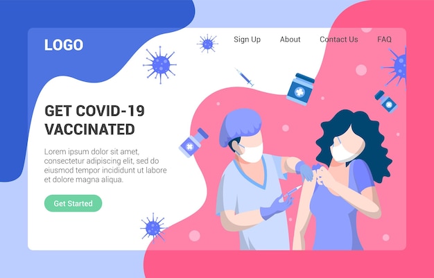 Diseño de la página de aterrizaje de Get Covid 19 Vaccinated