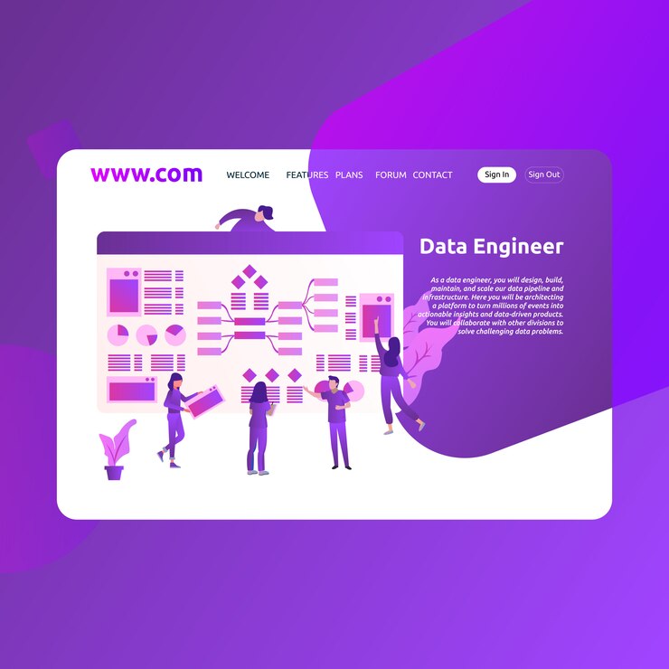 Vector diseño de página de aterrizaje ingeniero de datos