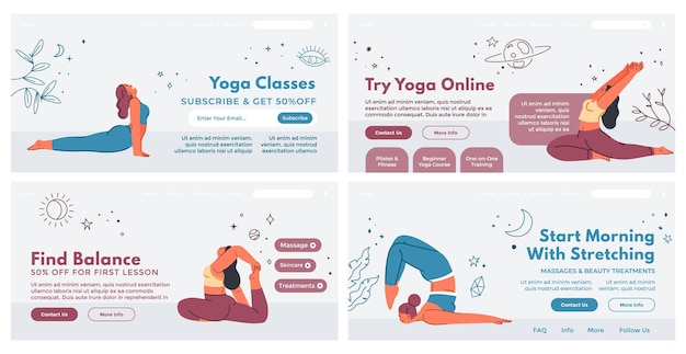 Diseño de página de aterrizaje con promoción de clases de yoga