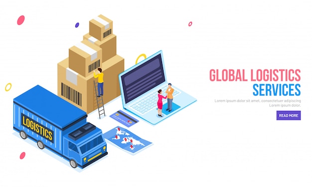 Diseño de página de aterrizaje de servicios de logística global