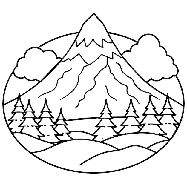 Diseño de página de colorear montaña
