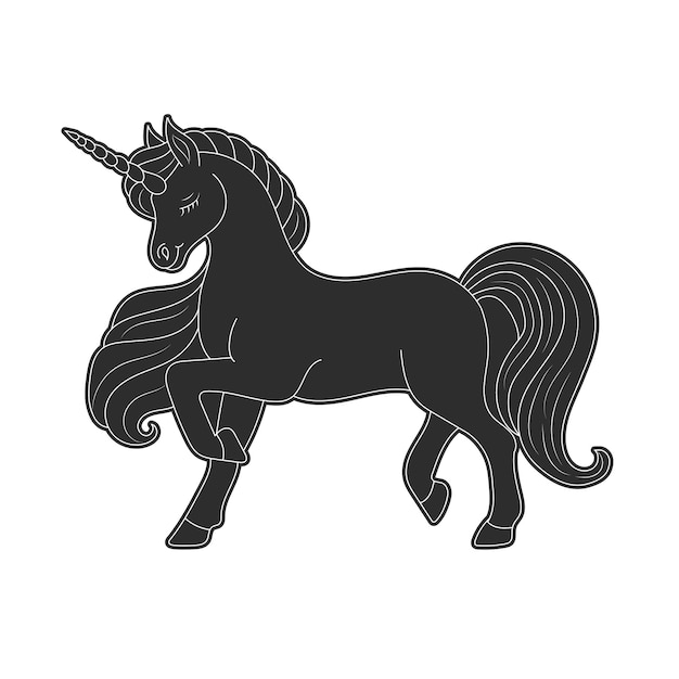 Diseño de página para colorear para niños con lindo unicornio blanco y negro