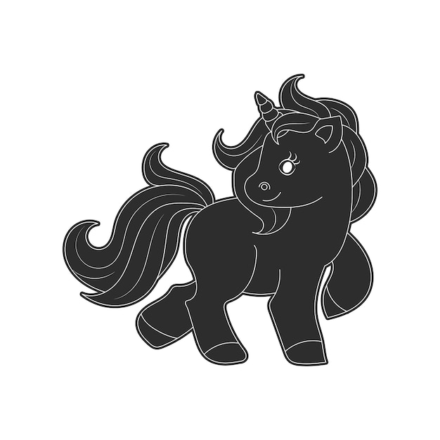 Diseño de página para colorear para niños con lindo unicornio blanco y negro