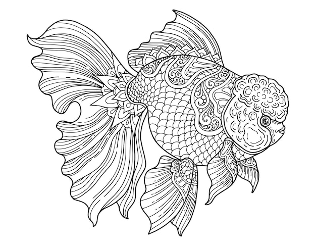 Vector diseño de página para colorear de peces de colores fondo claro