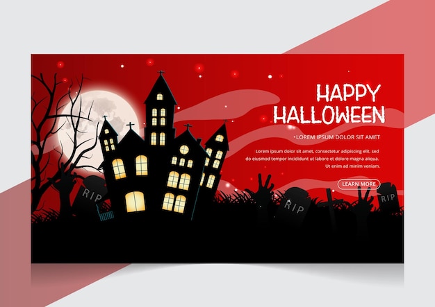 Diseño de página de destino de celebración de halloween y plantilla editable