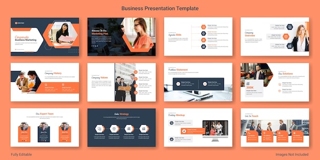 Diseño de página de destino de plantilla de diapositiva de presentación de negocios corporativos