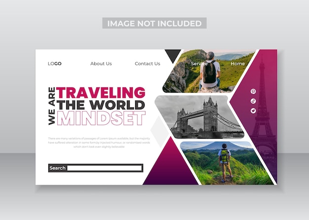 Diseño de la página de destino de viajes comerciales o plantilla de encabezado del sitio web