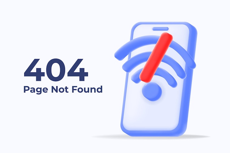 Vector diseño de página de error 404 con un teléfono inteligente 3d y un vector de símbolo wifi desconectado ilustración
