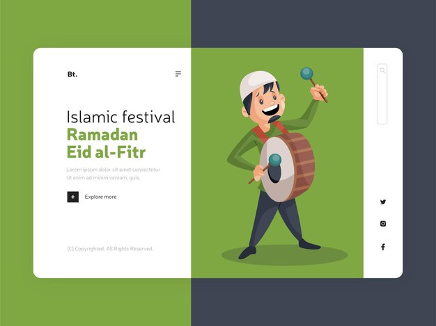 Diseño de la página de inicio del festival islámico ramadán eid al fitr