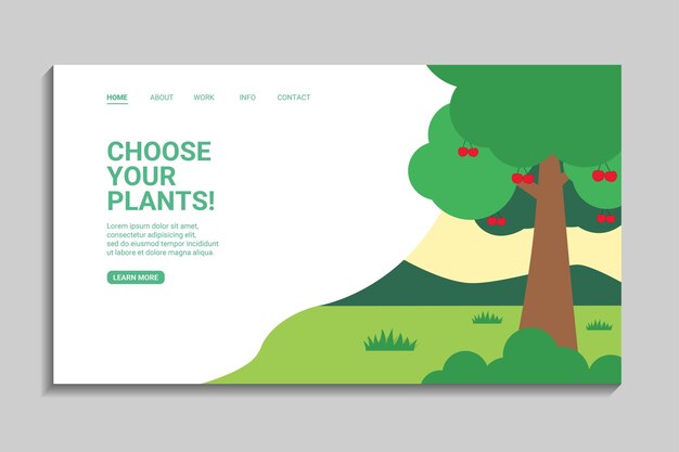 Diseño de página de inicio para sitio web de negocios sobre jardín natural o bosque