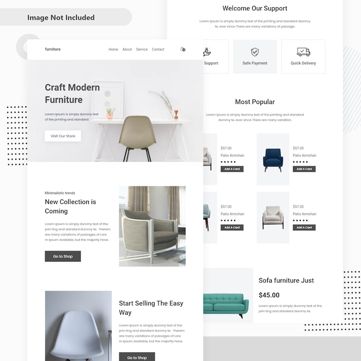 Vector diseño de página de inicio de venta de muebles
