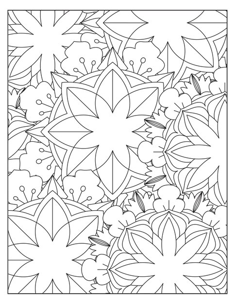 Diseño de página de patrón floral para colorear kdp