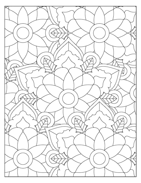 Diseño de página de patrón floral para colorear kdp