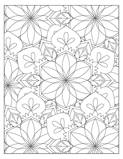 Diseño de página de patrón floral para colorear KDP