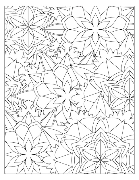 Diseño de página de patrón floral para colorear kdp