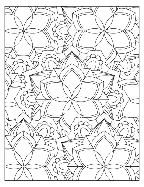 Diseño de página de patrón floral para colorear kdp