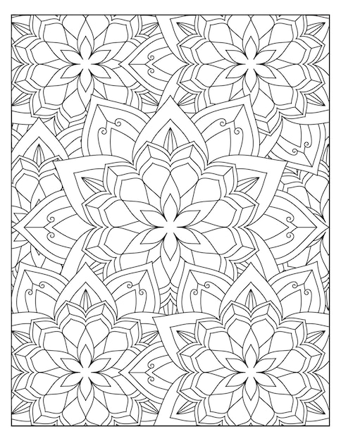 Diseño de página de patrón floral para colorear KDP