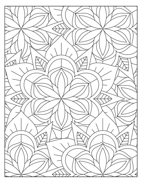 Diseño de página de patrón floral para colorear kdp