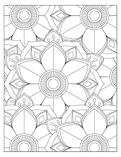 Diseño de página de patrón floral para colorear kdp