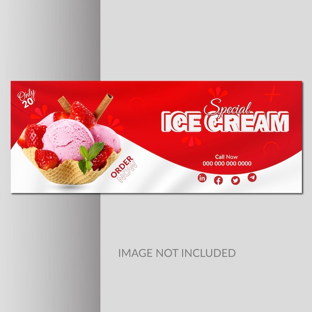 Diseño de la página de portada de Facebook de Ice Cream