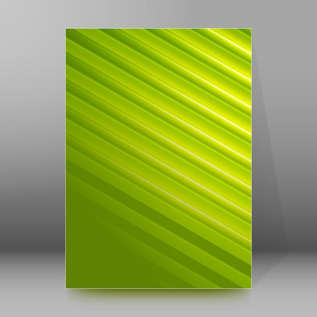 Diseño de página de portada de folleto de fondo de rayas de luz verde