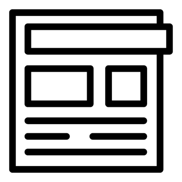 Diseño de la página web que muestra cuadros para texto e imágenes
