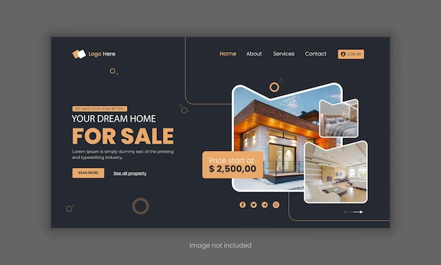 Diseño de páginas de aterrizaje inmobiliarias Sección Hero para negocios inmobiliarios Banner Hero para sitio web