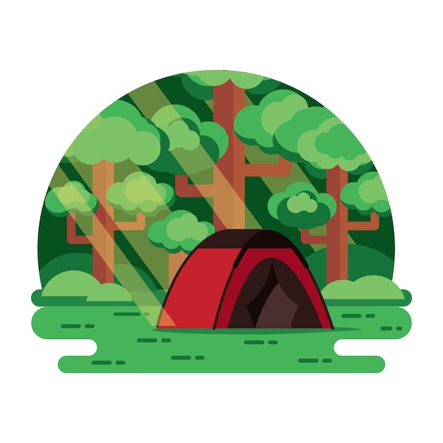 Un diseño de paisaje editable del camping.